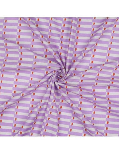 Tissu coton indien block print Indra - Lilas