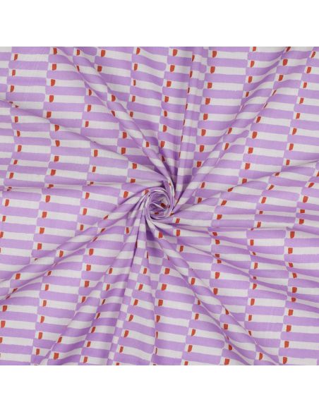 Tissu coton indien block print Indra - Lilas