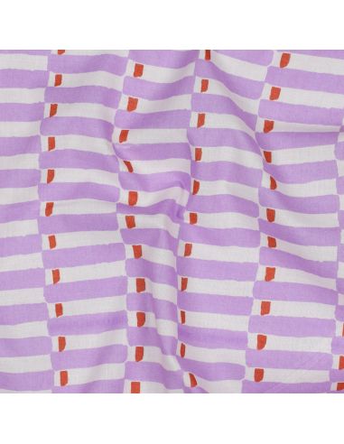 Tissu coton indien block print Indra - Lilas