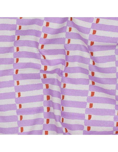 Tissu coton indien block print Indra - Lilas