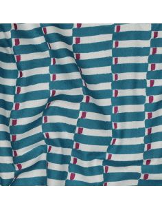 Tissu coton indien block print Indra - Bleu pétrole 2
