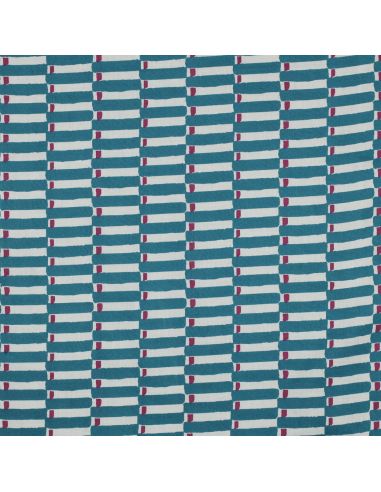 Tissu coton indien block print Indra - Bleu pétrole