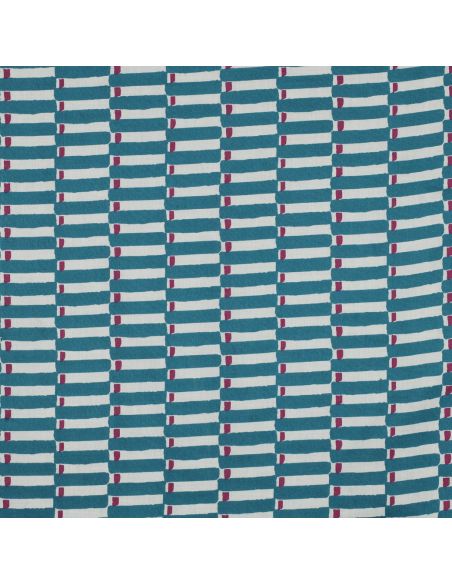Tissu coton indien block print Indra - Bleu pétrole