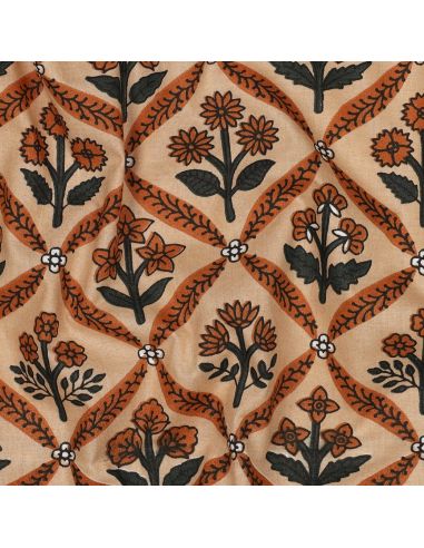 Tissu coton indien block print Solenne - Cuivre