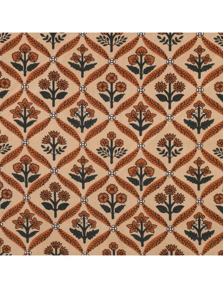 Tissu coton indien block print Solenne - Cuivre
