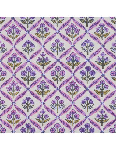 Tissu coton indien block print Solenne - Rose