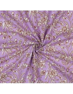 Tissu coton indien block print Kirine - Lilas