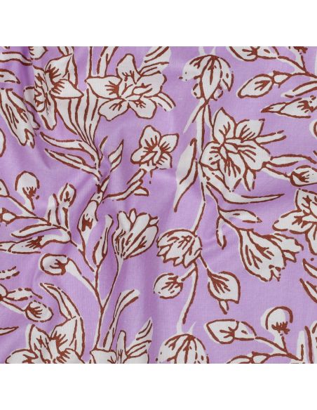 Tissu coton indien block print Kirine - Lilas