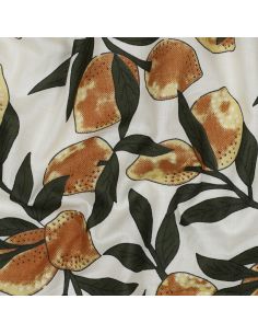 Tissu coton indien block print Citrons - Feuilles vertes 2