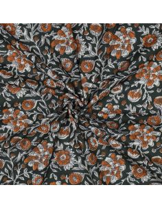 Tissu coton indien block print Myrène - Vert