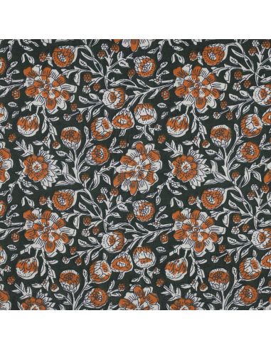 Tissu coton indien block print Myrène - Vert