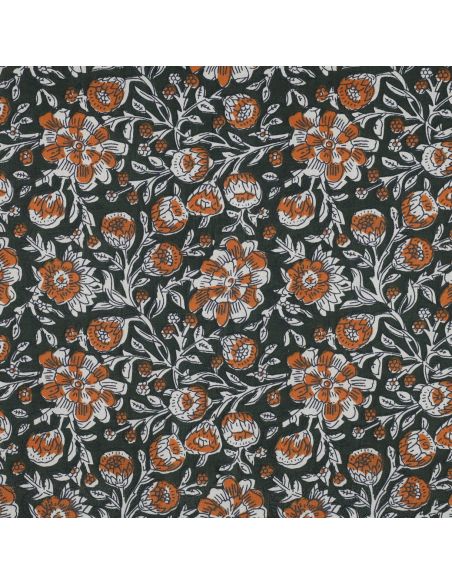 Tissu coton indien block print Myrène - Vert