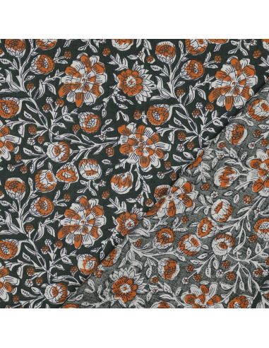 Tissu coton indien block print Myrène - Vert