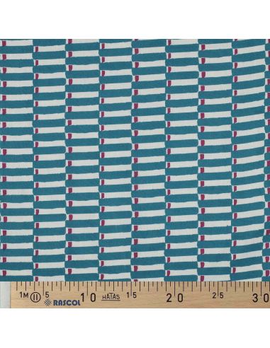 Tissu coton indien block print Indra - Bleu pétrole
