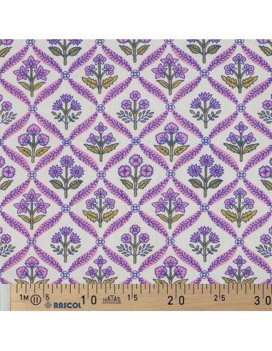 Tissu coton indien block print Solenne - Rose