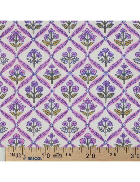 Tissu coton indien block print Solenne - Rose