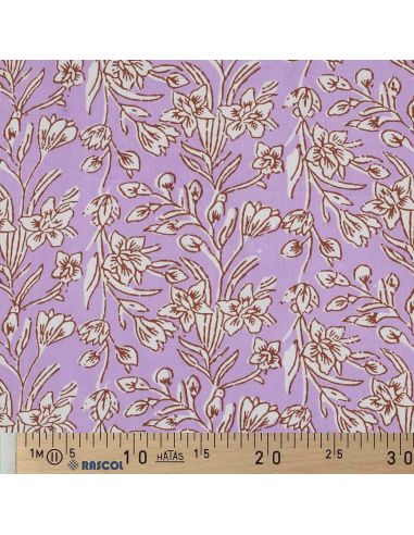 Tissu coton indien block print Kirine - Lilas