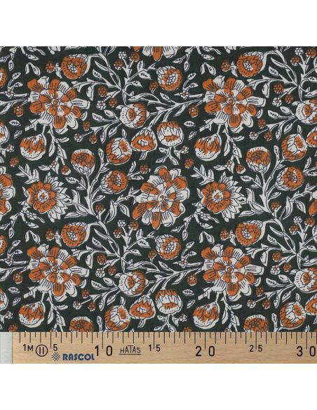 Tissu coton indien block print Myrène - Vert
