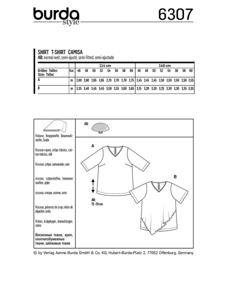 Patron de t-shirt - Burda 6307