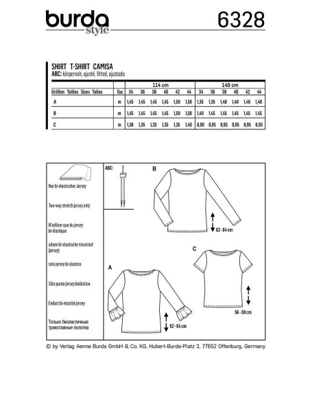 Patron de t-shirt - Burda 6328