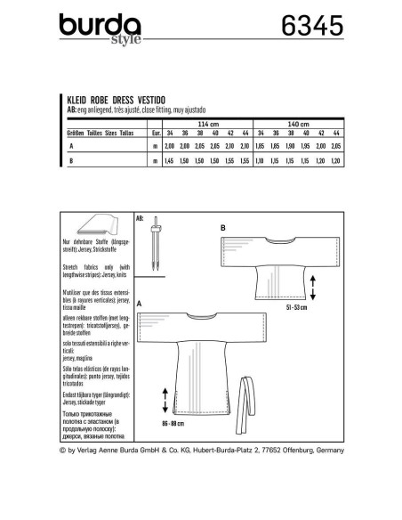 Patron de robe - Burda 6345