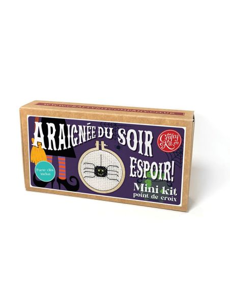 Mini kit broderie point de croix - Araignée du soir espoir !
