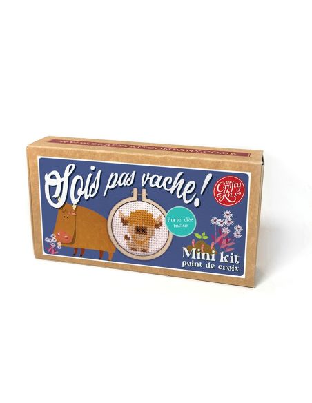 Mini kit broderie point de croix - Sois pas vache !