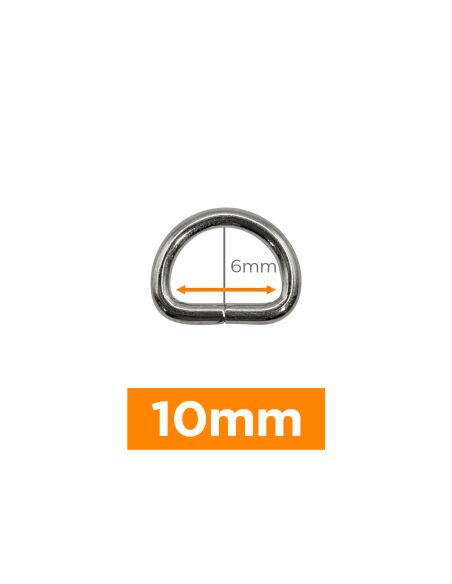 Anneau en D premium - Argent 10 mm