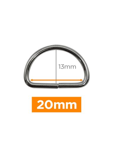 Anneau en D premium - Argent 20 mm 