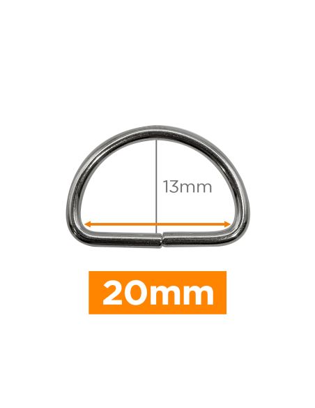 Anneau en D premium - Argent 20 mm 
