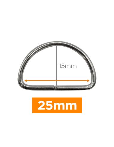 Anneau en D premium - Argent 25 mm 