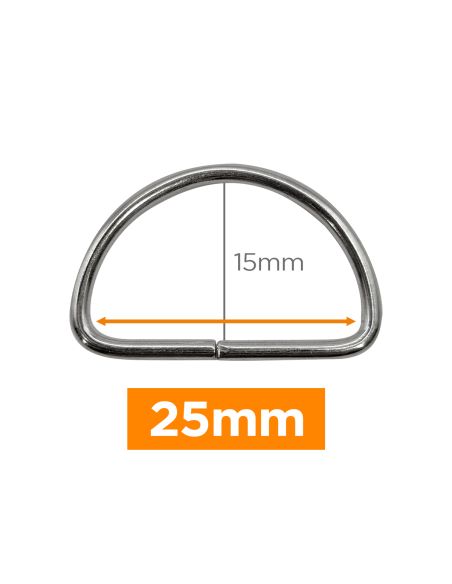 Anneau en D premium - Argent 25 mm 