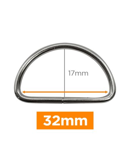 Anneau en D premium - Argent 32 mm 