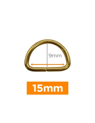Anneau en D premium- Or 15 mm