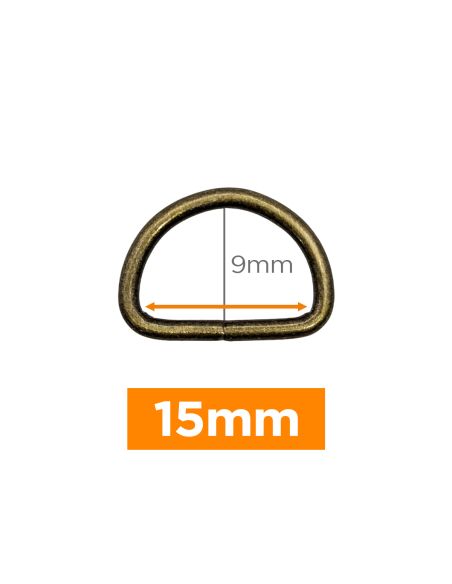 Anneau en D premium - Bronze 15 mm