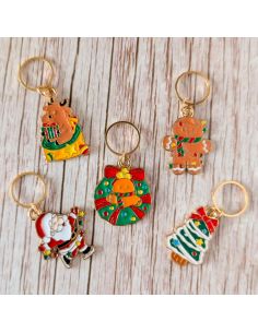 Lot de 5 anneaux marqueurs de maille - Assortiment Noël