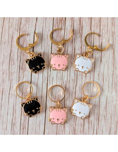Set de 6 anneaux marqueurs de maille - Petits chats