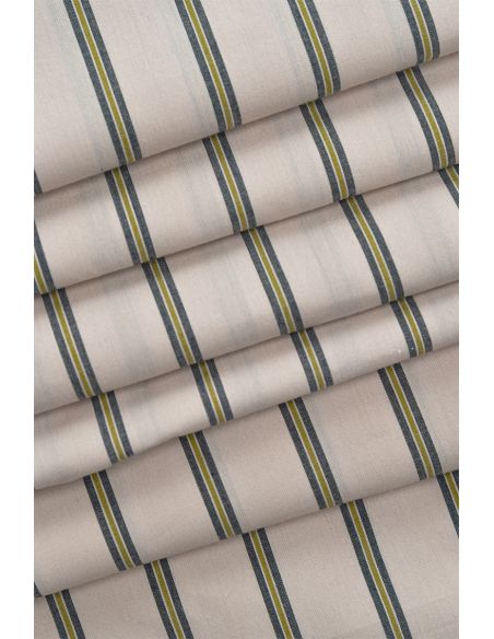 Tissu coton rayé Weave Line Milky Clay - Atelier Brunette