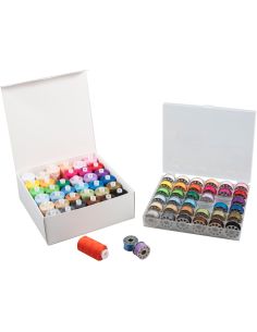 Kit fils à coudre & canettes métal plates – 72 pièces – couleurs assorties 2