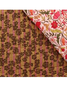 Tissu coton matelassé Alphonse - Pêche et camel