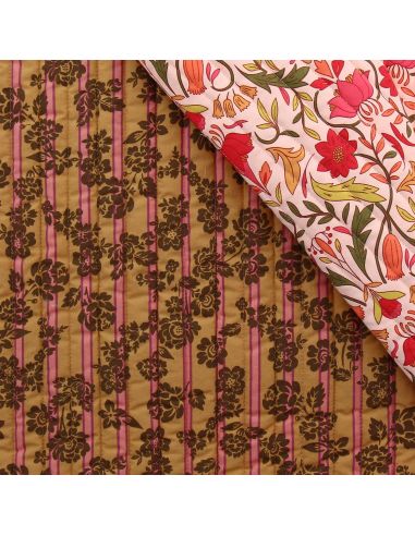 Tissu coton matelassé Alphonse - Pêche et camel
