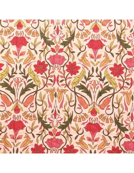 Tissu coton matelassé Alphonse - Pêche et camel