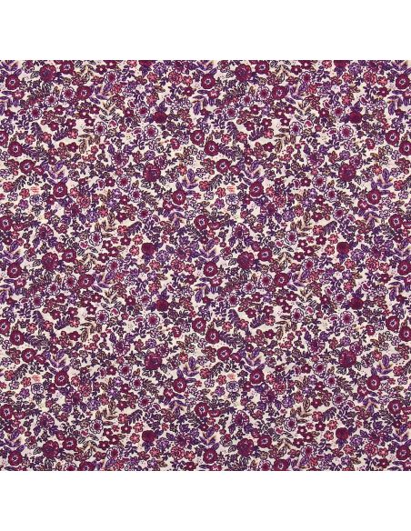 Tissu popeline de coton - Barbara écru et violet