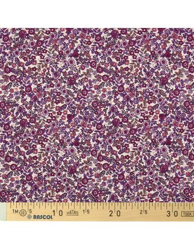 Tissu popeline de coton - Barbara écru et violet
