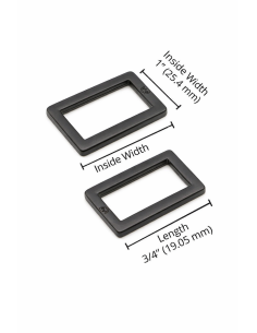 Set de 2 boucles rectangulaires 19 x 25 mm noir 2
