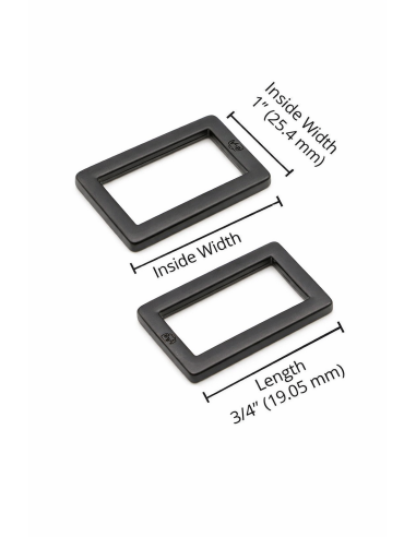 Set de 2 boucles rectangulaires 19 x 25 mm noir