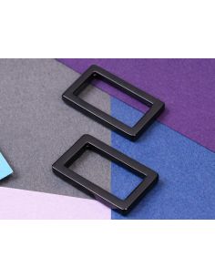 Set de 2 boucles rectangulaires 19 x 25 mm noir