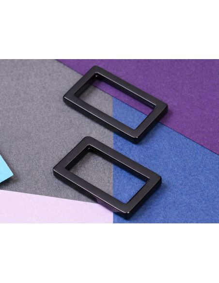 Set de 2 boucles rectangulaires 19 x 25 mm noir