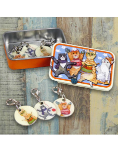 Set de 6 anneaux marqueurs de maille - Chatons