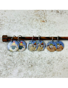 Set de 6 anneaux marqueurs de maille - Mouton heureux 2